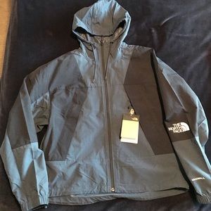 Navy North Face hooded zip up windbreaker